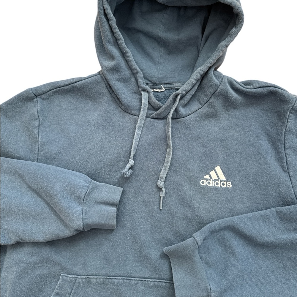 Adidas‎ Y2K Men’s Hoodie Size Medium Logo Light Blue/Teal Color Faded Soccer